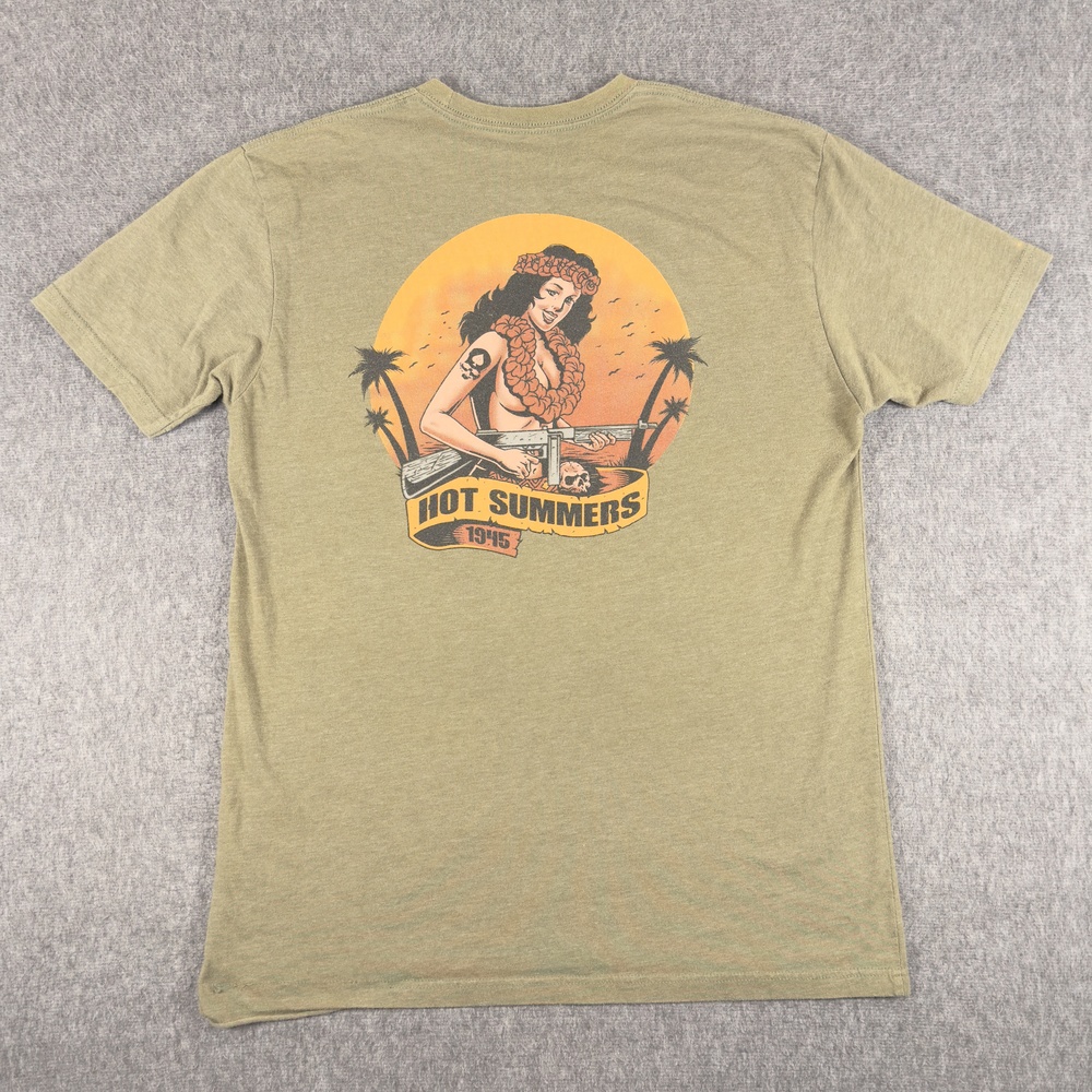 Zero Foxtrot Hot Summers Shirt Mens Large Green Pinup 1945 Graphic Tee T-Shirt